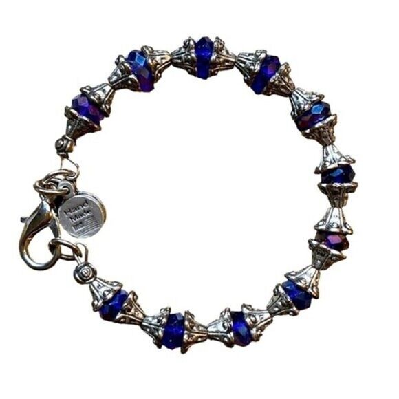 Chubby Chico Gemstone Charm Bracelet Blue and Silver Tone - Picture 1 of 8